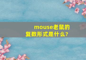mouse老鼠的复数形式是什么?