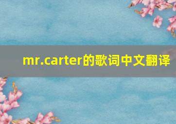 mr.carter的歌词中文翻译