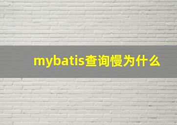 mybatis查询慢,为什么