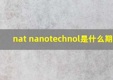 nat nanotechnol是什么期刊?