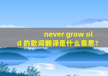 never grow old 的歌词翻译是什么意思?