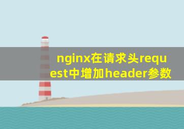 nginx在请求头request中增加header参数