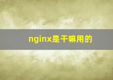 nginx是干嘛用的