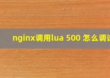 nginx调用lua 500 怎么调试