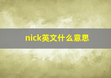 nick英文什么意思(