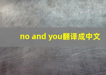 no and you翻译成中文
