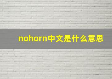 nohorn中文是什么意思