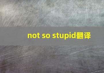 not so stupid翻译