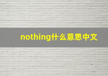 nothing什么意思中文