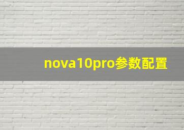 nova10pro参数配置