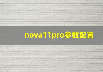 nova11pro参数配置