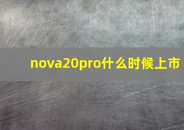 nova20pro,什么时候上市