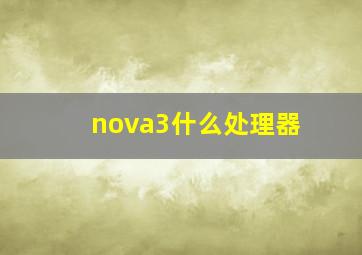 nova3什么处理器
