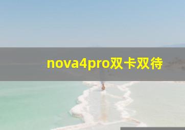 nova4pro双卡双待(