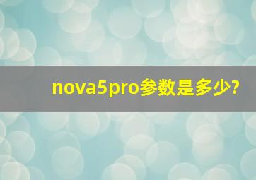nova5pro参数是多少?