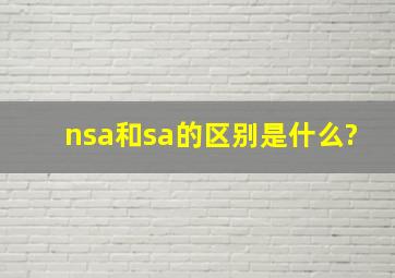 nsa和sa的区别是什么?