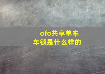 ofo共享单车 车锁是什么样的