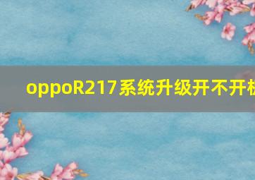 oppoR217系统升级开不开机