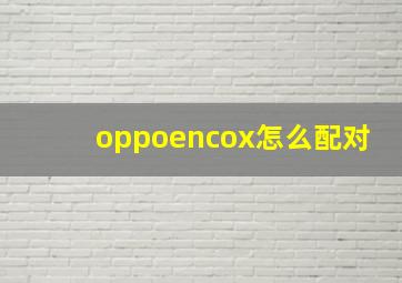 oppoencox怎么配对