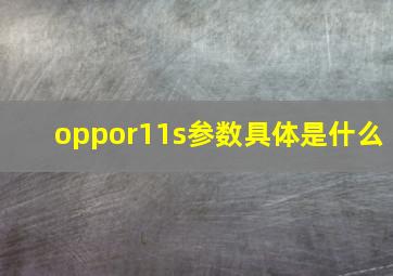 oppor11s参数具体是什么