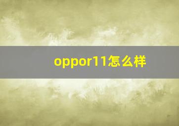 oppor11怎么样