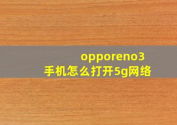 opporeno3手机怎么打开5g网络