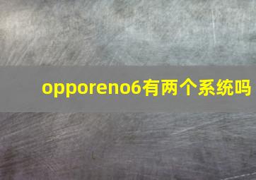 opporeno6有两个系统吗