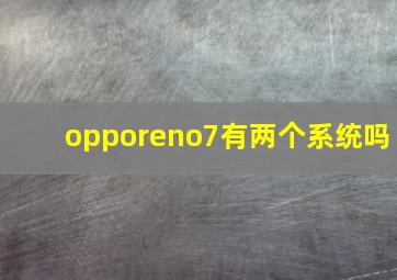 opporeno7有两个系统吗