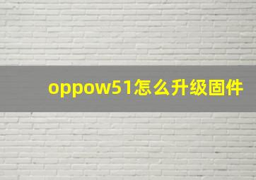 oppow51怎么升级固件