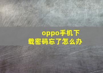 oppo手机下载密码忘了怎么办