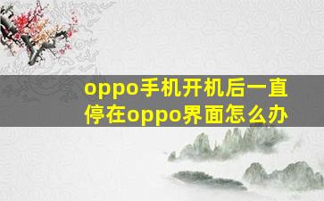 oppo手机开机后一直停在oppo界面怎么办