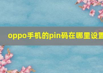 oppo手机的pin码在哪里设置