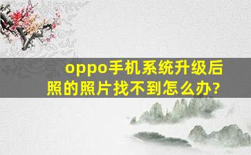 oppo手机系统升级后,照的照片找不到怎么办?