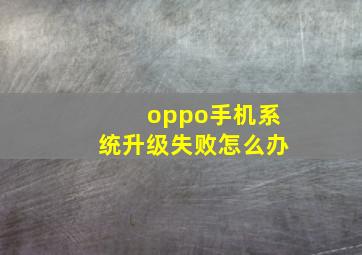 oppo手机系统升级失败怎么办