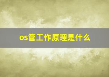 os管工作原理是什么(