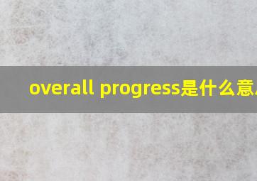 overall progress是什么意思