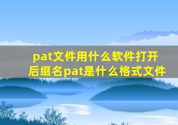 pat文件用什么软件打开 后缀名pat是什么格式文件