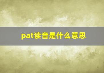 pat读音是什么意思