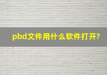 pbd文件,用什么软件打开?