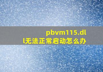pbvm115.dll无法正常启动怎么办