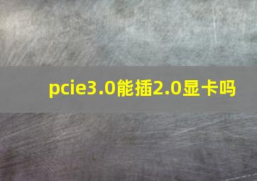 pcie3.0能插2.0显卡吗