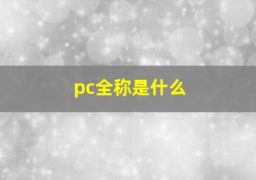 pc全称是什么