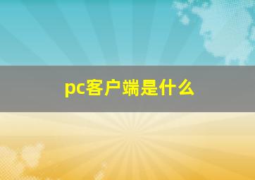 pc客户端是什么(