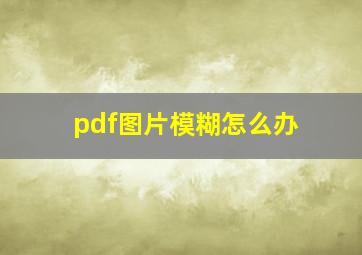 pdf图片模糊怎么办