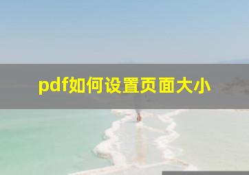 pdf如何设置页面大小 