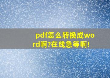 pdf怎么转换成word啊?在线急等啊!