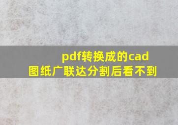 pdf转换成的cad图纸广联达分割后看不到