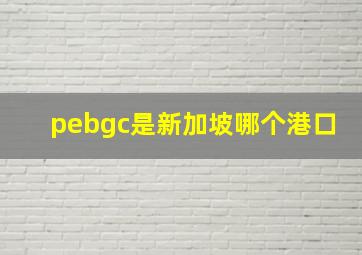 pebgc是新加坡哪个港口