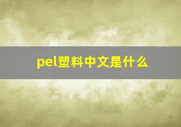 pel塑料中文是什么