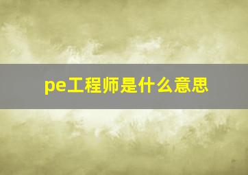 pe工程师是什么意思